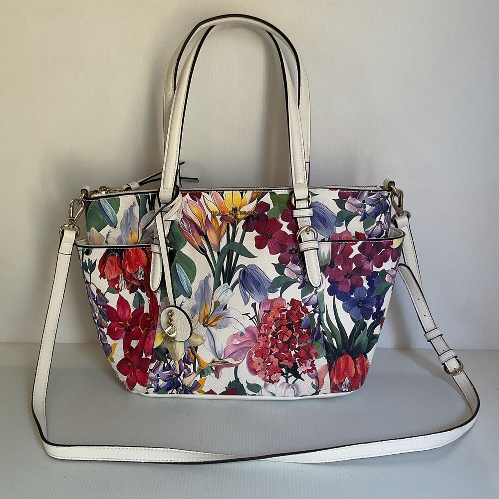 Dana Buchman Floral Satchel Handbag White Multicolor Shoulder Crossbody Bag